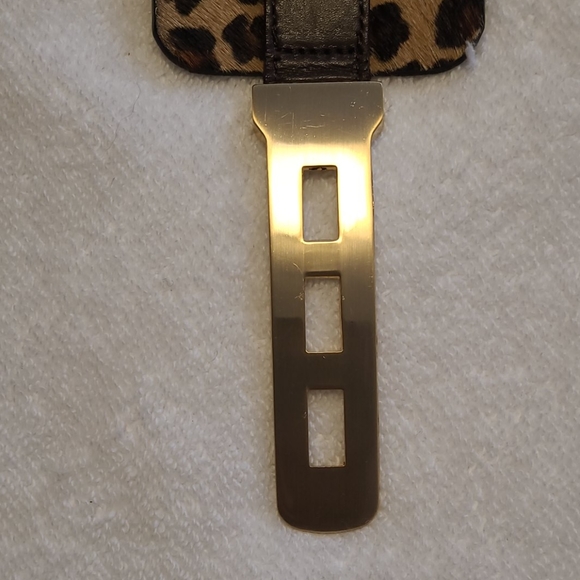 Worth leather pony hair belt gold tone hardware. Size small. - Picture 8 of 11